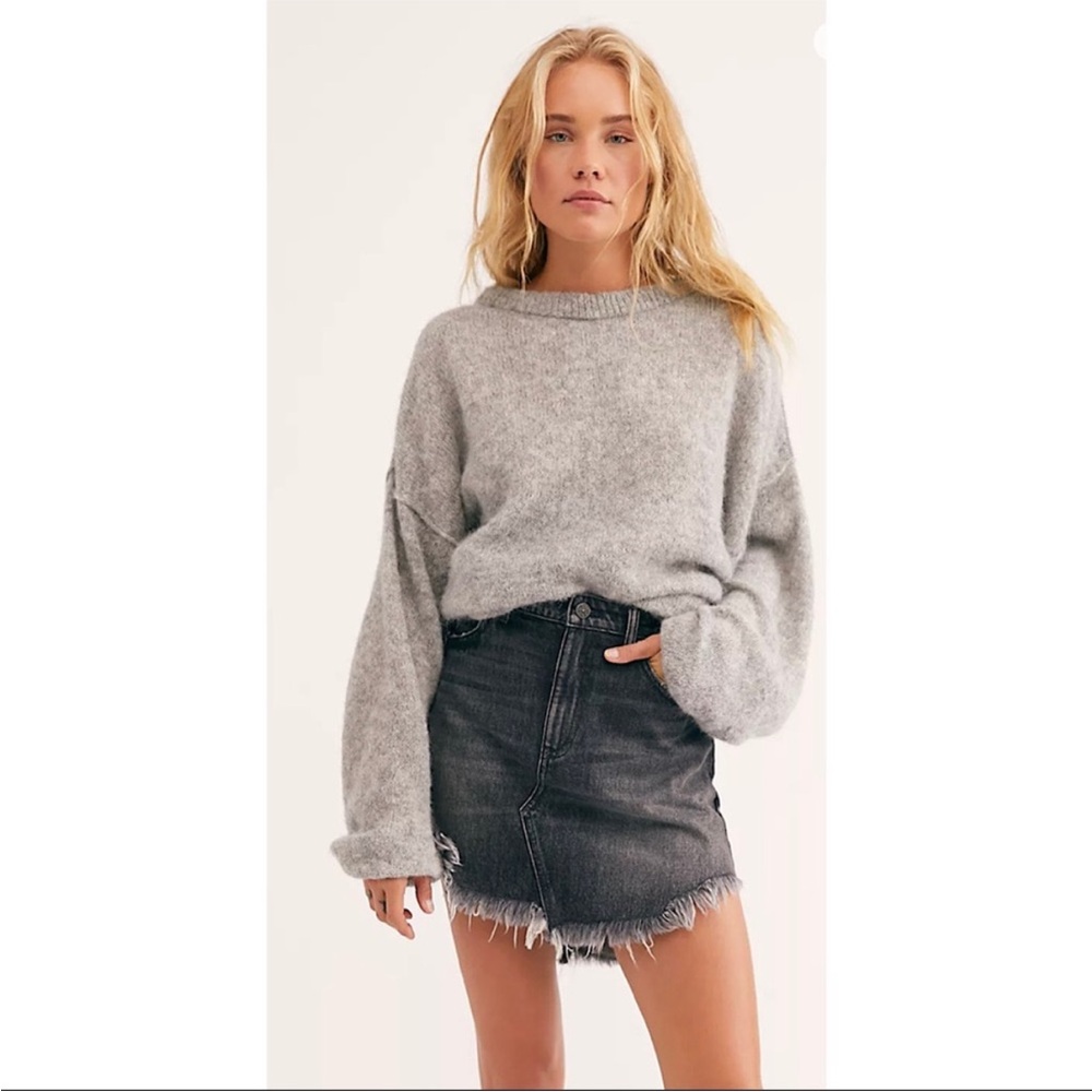 We The Free Black Denim Skirt